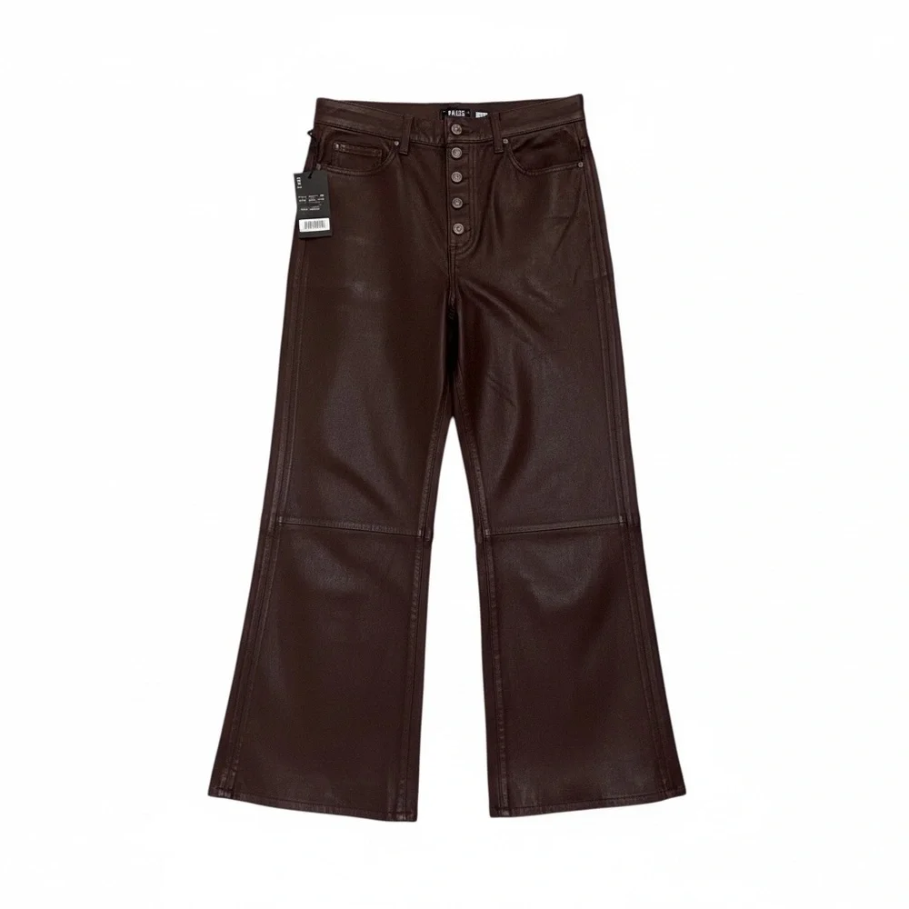 PAIGE Anessa Jeans 33 NWT Chicory Luxe Coated Ankle Flare Exposed Button Fly - Picture 13 of 13